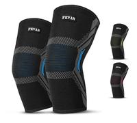FEVAN Confezione da 2 ginocchiere Menisco e legamento di compressione | Ginocchiera stabilizzatore antiscivolo per uomo e donna per tutti i tipi di sport | pallavolo, crossfit, gym, corsa (AZUL, M).