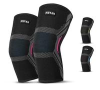 FEVAN Confezione da 2 ginocchiere Menisco e legamento di compressione | Ginocchiera stabilizzatore antiscivolo per uomo e donna per tutti i tipi di sport | pallavolo, crossfit, gym, corsa (rosa, XL).