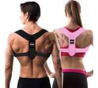 FEVAN Correttore Posturale Regolabile per Uomo e Donna - Correttore Posturale Spalle Schiena in Neoprene - Correttore Sollievo dal Dolore alla Schiena e alla Cervice (Nero). (Rosa)