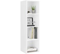 fevarbord Libreria a 4 Cubi,Libreria Mensola con 4 scomparti,Scaffale da Esposizione,Portaoggetti Autoportante,per Soggiorno,Ufficio,Camera da Letto 30 x 30 x 107 cm (Bianco)