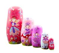 feveo Bambole Che nidificano per Bambini, Bambola matrioska Russa in Legno da 5 Pezzi, Giocattoli Montessori, Set di Bambole impilabili, Giocattoli educativi, Giocattoli di apprendimento per Bambini