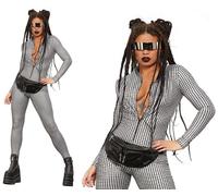 Fever Miss Whiplash Costume Da Festa In Stile Disco Anni '70 Catsuit Tuta