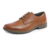 Feversole Men's Classic Dress Derby Stringate Basse Elegante Sera Oxford Vintage Verniciata Cammello 44EU