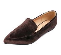 Feversole Women's Loafer Flat Pointed, Mocassini da Donna alla Moda con Punta Piatta e comode Scarpe da Ufficio da Guida Velvet Marrone 37.5EU