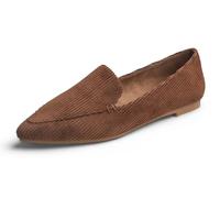 Feversole Women's Loafer Flat Pointed Mocassini da Donna alla Moda con Punta Piatta e comode Scarpe da Ufficio da Guida Velluto a Coste Cammello37 EU