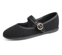 Feversole Women's Mary Jane Fashion，Scarpe Basse Classiche da Donna Décolleté Eleganti Mary Jane con Fibbia Morbida Scarpe da Ballo per Balletto per Donna Mary Jane in Velluto a Coste Nero 40