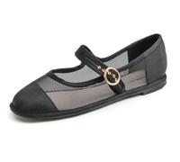 Feversole Women's Mary Jane Fashion，Scarpe Basse Classiche da Donna Décolleté Eleganti Mary Jane con Fibbia Morbida Scarpe da Ballo per in Maglia Nera con Fibbia Rotonda 37