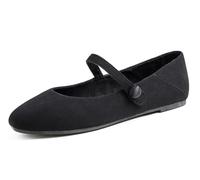 Feversole Women's Mary Jane Fashion，Scarpe Basse Classiche da Donna Décolleté Eleganti Mary Jane con Fibbia Morbida Scarpe da Ballo per Velvet per Donna Nero 39