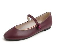 Feversole Women's Mary Jane Fashion，Scarpe Basse Classiche da Donna Décolleté Eleganti Mary Jane con Fibbia Morbida Scarpe da Ballo per Balletto per Donna Borgogna 38.5