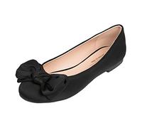 Feversole Women's Round Toe Cute Bow Trim Ballet Flats, Ballerine Punta Tonda Decorate con Un Grazioso Fiocco da Donna Nero 36