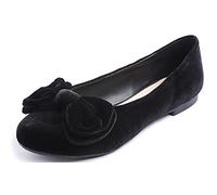 Feversole Women's Round Toe Cute Bow Trim Ballet Flats, Ballerine Punta Tonda Decorate con Un Grazioso Fiocco da Donna Nero Velvet Arco 41 EU