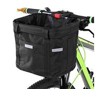 Fewao Cestino anteriore per bicicletta, staccabile, in tela, pieghevole, rimovibile, per manubrio della bicicletta, organizer per animali domestici, gatti, cani