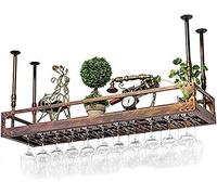FEWDSCA Gli Amanti Del Vino Soffitto Wine Racks Altezza Regolabile Montato a Parete Sospeso Wine Bottle Holder Metallo Ferro Wine Glass Rack Goblet Stemware Racks Scaffale Di Vino Galleggiante/120 * 3