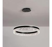 FEWDSCA Hertl Semplice Moderno Leddario Ferro Cerchio Luce con Altezza Regolabiler Tavolo da Pranzo, Isola da Cucina e Soffitto Sala da Pranzo/Nero