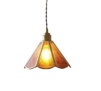 FEWDSCA Illuminazia Sospensiin Vetro in Stile Giapponese Hertl Piccolo - Singolo Luminario a Sospensicolorato con Altezza Regolabileio a Sospensia Sospensirustico/Ambra