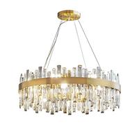 FEWDSCA Lamadario Dilo Moderno, Pioggia Tondopadario a Sospensiin Oro, a Gradini Ha Portato L'Illuminazia Sospensiin Altezza Regolabiler la Sala da Pranzo, Isola da Cucina/Oro/D19.6 * H9.8In