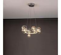 FEWDSCA Lampada a Soffittodario Fissaggio Globo Rotondondentede ad Altezza Regolabile Bolla Cucina Sospesa Soggiorno Pranzo/Argento/Luce Bianca