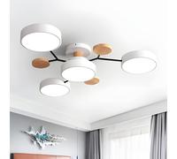 FEWDSCA Legno Led Semi Fmountpade a Soffitto Casa Moderna Molecula Nordica Bianca Vicino Alla Luce a Soffitto Soggiorno Illuminazia Soffittor Camera da Letto Sala da Pranzo/Bianco/4 Luce