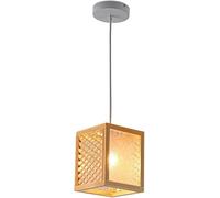 FEWDSCA Lumini a Sospensione Al Coperto Moderno Gabbia Uccello in Legno Nordico Singolo Casale Sospensione Soffitto Giapponese Quadrato Vintage Rurale Lampadario per Cucina Isola Lavandino Camera da L