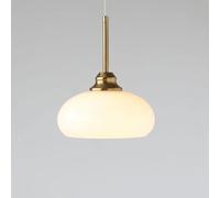 FEWDSCA Lumini a Sospensione Arte Interna Latte Vetro Chrome Tamburo Lampadario Fattoria Vintage Grande Lampada a Soffitto per la Cucina Isola Sala da Pranzo Camera da Letto/Oro/Tonalità Bianca