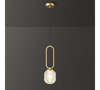 FEWDSCA Lumini a Sospensione in Ottone Vintage Interno con Ombra Di Vetro Trasparente Piccola Lampada a Soffitto in Vetro a Costole a 2 Luci Lampadario Antico per la Camera da Letto Cucina Isola Pranz