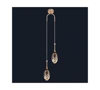 FEWDSCA Mid-Century Modernada a Sospensilunga,Da a Sospensicon Tonalità Di Vetro a Bolla, Compatibile con Isola Della Cucinaio Al Soffittor Foyer e Scala/Nero e Oro-2 Luci