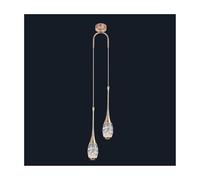 FEWDSCA Mid-Century Modernada a Sospensilunga,Da a Sospensicon Tonalità Di Vetro a Bolla, Compatibile con Isola Della Cucinaio Al Soffittor Foyer e Scala/Oro-2 Luci