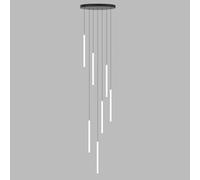 FEWDSCA Modern Longs for High Ceilings Remote Entryway Farmhouse Black Led Foyer White Linear Light Ceilihangingp for Staircase Liviroom/9 Luci