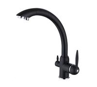 FEWDSCA Rubinetti da Cucina, Rubinetto da Cucina a 3 Vie Filtro D'Acqua Rubinetto Rotativo Purificatore D'Acqua Calda Eda Doppio Ott2 Presa D'Acqua Rubinetto-Nero/Nero/A