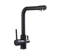 FEWDSCA Rubinetti, Rubinetto da Cucina in Ottone, Rubinettor Lavabo da Bagno, Rubinetti con Rotazia 360°, Rubinetto da Lavabo con Montaggio a Ponte, Finitura Cromo Antico El/Nero con Ptini Bianchi