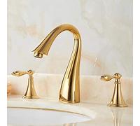 FEWDSCA Rubinetti, Rubinetto Lavabo Miscelatore, Rubinetto Bagno Placcato Oro, Rubinetto Lavabo Di Lusso a 3 Fori, Rubinetto Vasca Doppio Comando Acqua Calda Eda/C