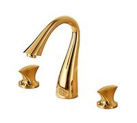FEWDSCA Rubinetti, Rubinetto Lavabo Miscelatore, Rubinetto Bagno Placcato Oro, Rubinetto Lavabo Di Lusso a 3 Fori, Rubinetto Vasca Doppio Comando Acqua Calda Eda/a
