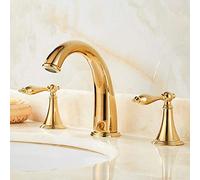 FEWDSCA Rubinetti, Rubinetto Lavabo Miscelatore, Rubinetto Bagno Placcato Oro, Rubinetto Lavabo Di Lusso a 3 Fori, Rubinetto Vasca Doppio Comando Acqua Calda Eda/B