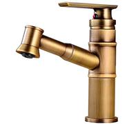 FEWDSCA Rubinetti, Rubinettor Lavabo in Stile Europeo in Rame con Pompa a Tirante, Rubinettor Lavabo con Altezza Regolabile, Acqua Calda Eda, Rubinetto in Rame Antico Retrò Sotto il Lavabo, Rubinettor