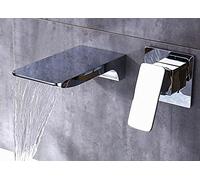 FEWDSCA Rubinetto Del Lavandino Del Bagno Montato a Parete Rubinetto Del Bacino Della Cascata in Ottone, Rubinetto Nero o Cromato Del Lavandino, Rubinetti Del Miscelatore Dell'Acqua Calda Eda Nascosti