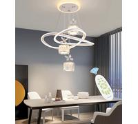 FEWDSCA Sala da Pranzo Modernadario Dimmabile Ha Portato la Luce Sospesa Dello Dotato Di Telecomando 100W Regolabile in Altezza Sospesa Del Soffitto Camera da Letto Adatta/Bianco/A40Cm