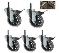 FEWDSCA Sediar Ufficio Ruote Di Sostituzidella Sediar Computer Ruote in Gomma Morbida Heavy Duty,Proteggir Piastrelle Di Tappeto in Legno Duro,Set Di 5,Stem Standardiversale/Freno