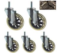 FEWDSCA Sediar Ufficio Ruote Di Sostituzidella Sediar Computer Ruote in Gomma Morbida Heavy Duty,Proteggir Piastrelle Di Tappeto in Legno Duro,Set Di 5,Stem Standardiversale/Iversale