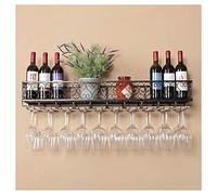 FEWDSCA Vino Racks Bar Decor Casa Industriale con Vetro Portabottiglia Di Vino in Metmontato a Parete Portabottiglia Di Stoccaggio Scaffale