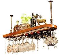 FEWDSCA Wine Rack Wine Lovers Portabottiglia Di Vetro Montato a Parete Sughero Magazzino Champagne Bianco Rosso 4 Lunghi Stelo Portavetro Casa Cucina Bar Scaffale/Di B/60 * 28 cm (23,6 * 11 Pollici)