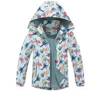 Fewlby Bambino Giacca Impermeabile, Poncho Impermeabile con Cappuccio Ragazzi Giacca a Vento Cappotti da Pioggia Dinosauri Giacche Antipioggia Foderato in Pile Capispalla, 11-12 Anni