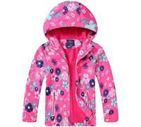 Fewlby Giacca Impermeabile con Cappuccio, Bambini Giacca a Vento Impermeabile con Cappuccio Cappotto Foderato in Pile Ragazze Capispalla, 9-10 Anni