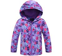 Fewlby Giacca Impermeabile con Cappuccio, Bambini Giacca a Vento Impermeabile con Cappuccio Cappotto Foderato in Pile Ragazze Capispalla, 9-10 Anni