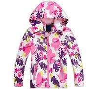 Fewlby Giacca Impermeabile con Cappuccio, Bambini Giacca a Vento Impermeabile con Cappuccio Cappotto Foderato in Pile Ragazze Capispalla, 8-9 Anni