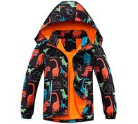 Fewlby Giacca Impermeabile con Cappuccio, Bambino Giacca a Vento Impermeabile con Cappuccio Cappotto Foderato in Pile Ragazzi Capispalla, 5-6 Anni