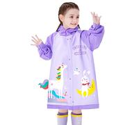 Fewlby Giacche Impermeabili per Bambini Giacche da Pioggia con Cappuccio Ragazzi Ragazze Cappotto di Pioggia Poncho Impermeabile in cartone animato Mantella Pioggia 9-10 Anni