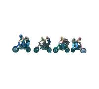 FewNvWa 4 Pezzi Miniatura Motociclista Personaggio Modellino Micro Resina Scene Street Adatto a Collezione Casa Diorama Fotografia, 4 Pezzi