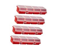 FewNvWa 4 Pezzi Scatole Organizer Viti Contenitori Ferramenta Multi Scomparto in PP Chiusura a Scatto Adatta per Officine Laboratori Garage Piani di Lavoro, Rosso