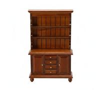 FewNvWa Armadio Bambola Mobile Libreria Scaffale Credenza Legno con Sportelli E Cassetti Progettazione Realistica Adatto per Collezionisti Casa Delle Bambole Ambiente Miniatura Soggiorno Studio, Noce