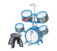 FewNvWa Batteria Jazz Bambini Set Percussioni Strumento Musicale Educativo in PVC Resistente con Sgabello E Bacchette Adatto a Bambini Principianti per Studio, Bordo Blu